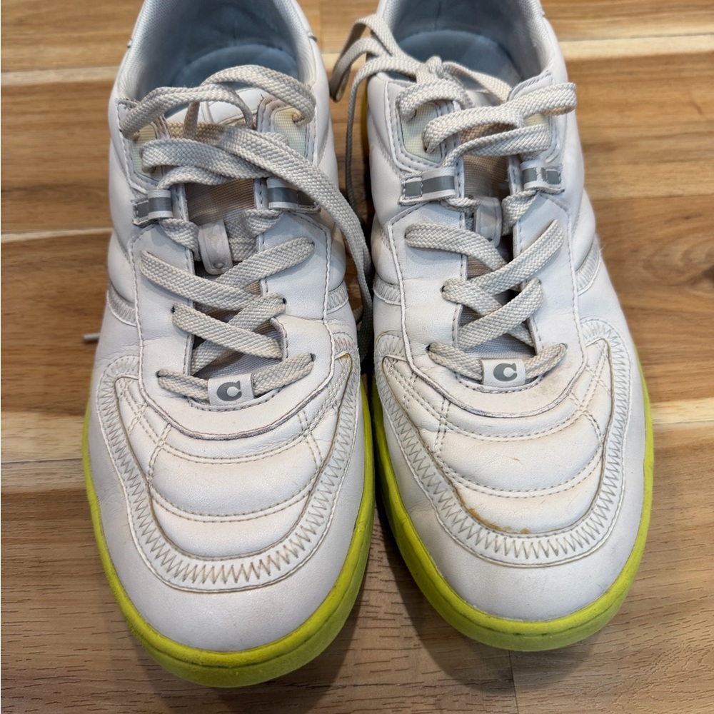 Coach White Sneakers with Yellow Accents